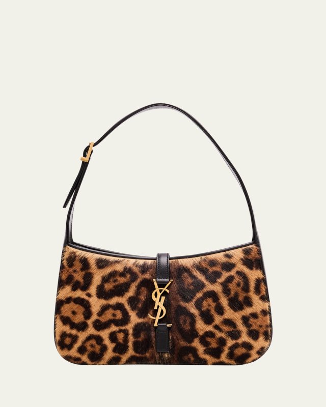 Le 5 A 7 Shoulder Bag in Leopard-Print Calf Hair